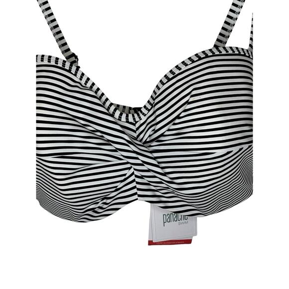 NWT Panache Womens Anya Stripe Bandeau Bikini Top 38G Padded‎ Swim Black/White - Picture 7 of 16